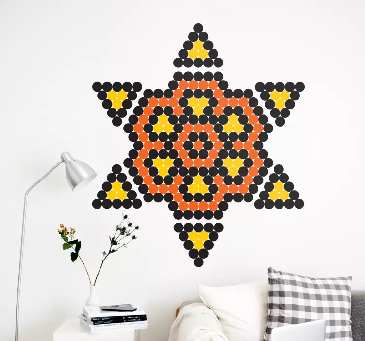 Vinilo pared Sol arte Huichol - TenVinilo