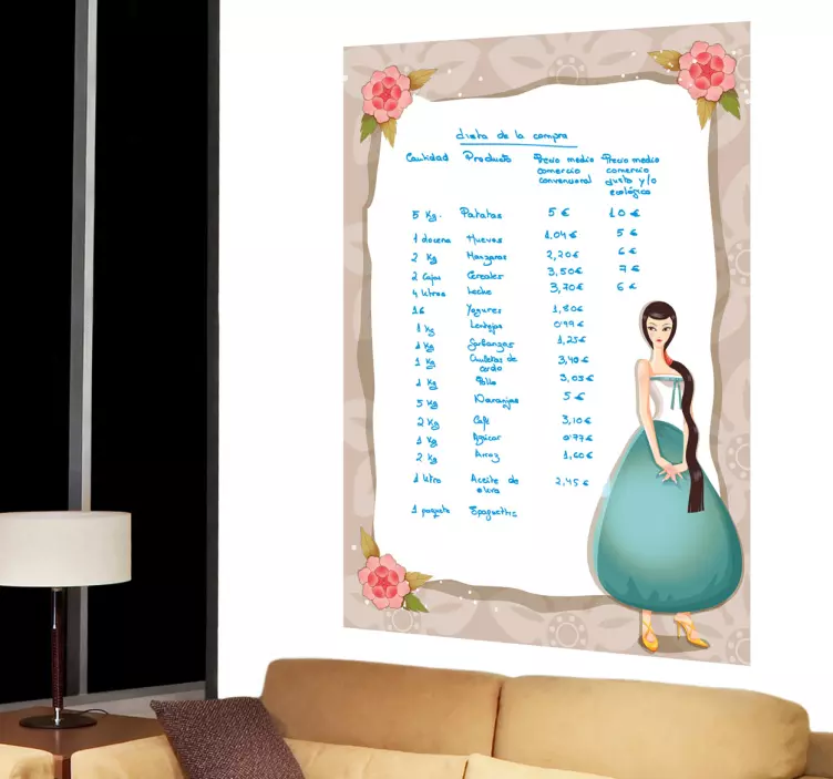 Vinilo pizarra vileda marco romántico - TenVinilo