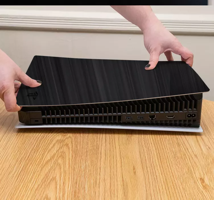 Skin PS5 papel pared negro con líneas de movimiento - TenVinilo