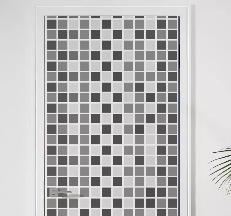 Vinilo para puerta Escala de cuadrados grises - TenVinilo