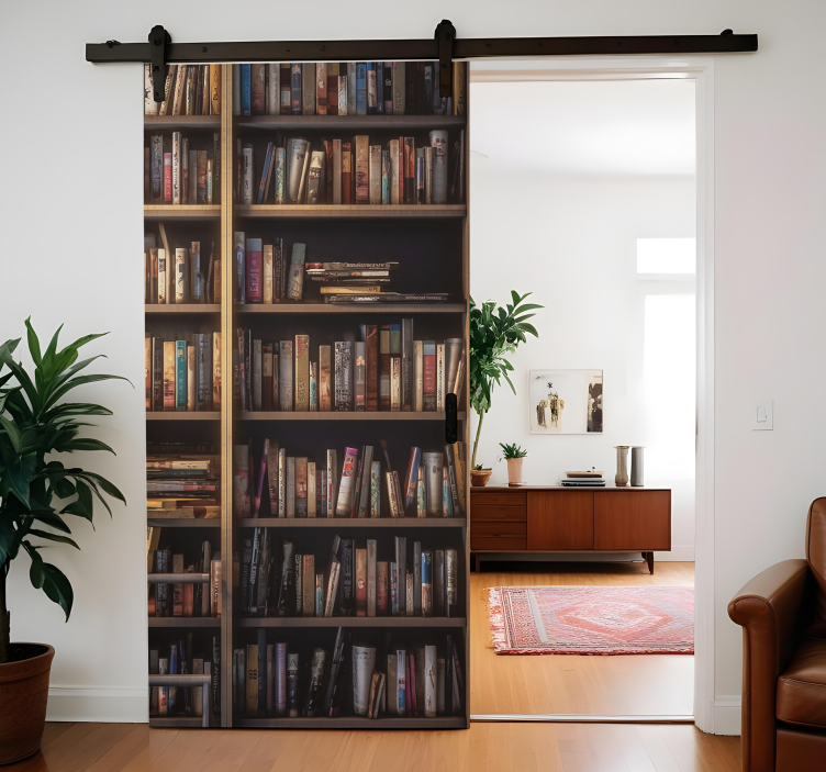 Vinilo para puerta estantes de la biblioteca cerca - TenVinilo