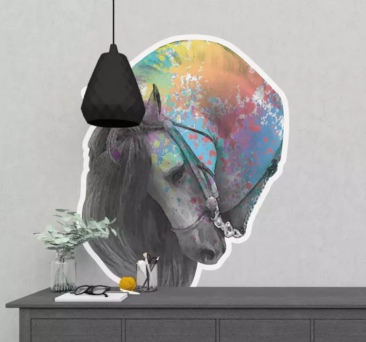 Vinilo retrato colorido de caballo - TenVinilo