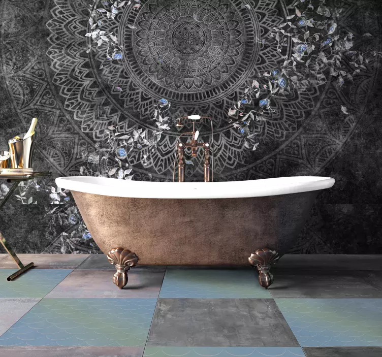 Suelo vinílico azulejos adhesivos azules - TenVinilo