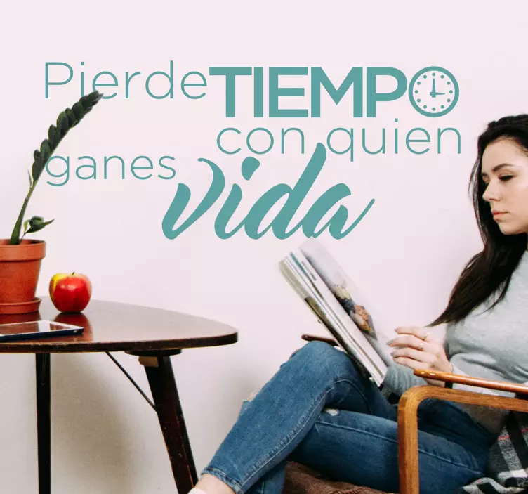 Vinilo texto pierde tiempo gana vida - TenVinilo