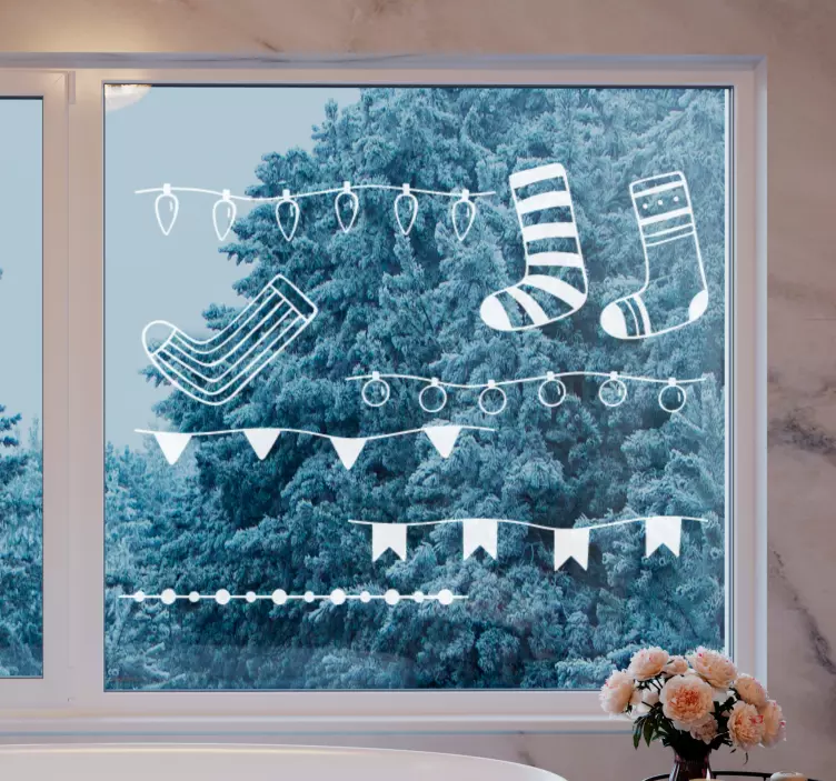 Vinilo para cristales Bordado de adornos navideños - TenVinilo