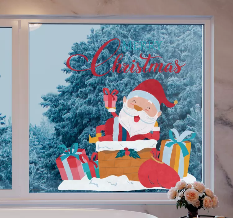 Vinilo para cristales Tenemos una feliz navidad con santa claus - TenVinilo