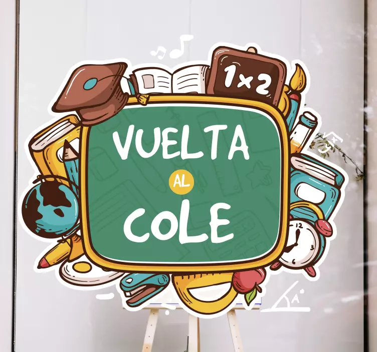 Vinilo vuelta al cole con material escolar - TenVinilo