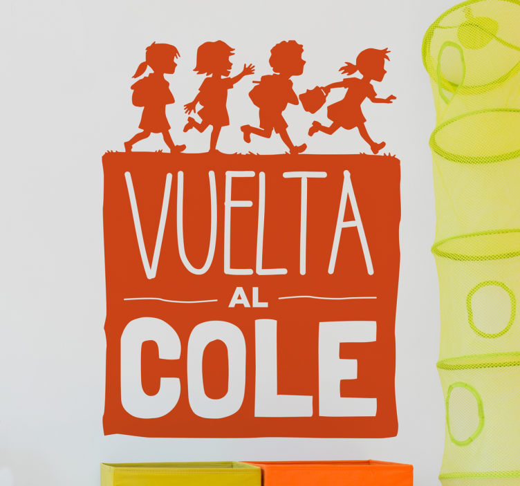 Vinilo vuelta al cole silueta niños - TenVinilo