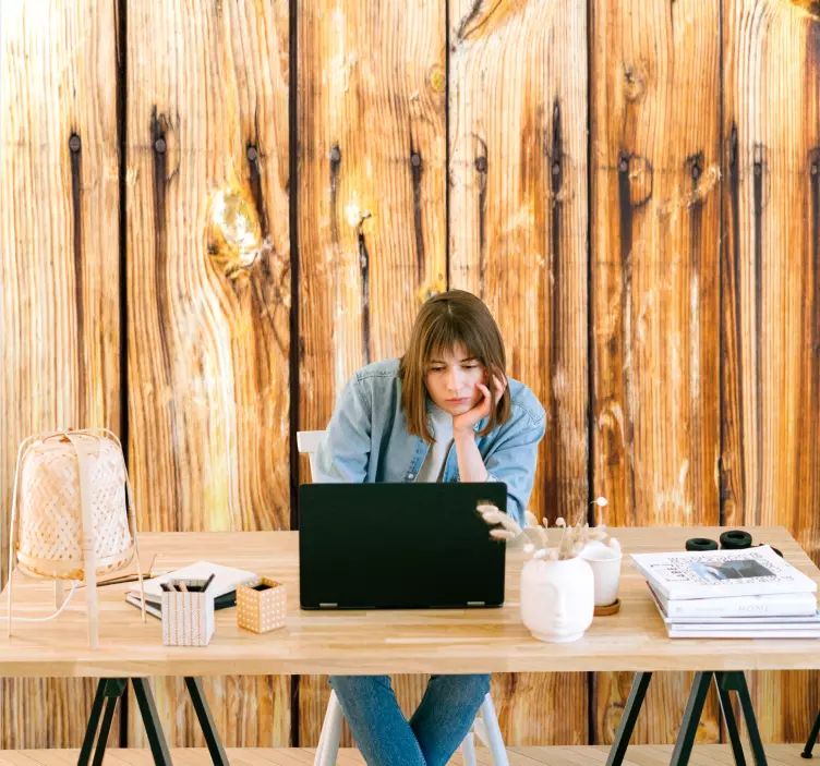 Vinilos despacho fondo de panel de madera - TenVinilo