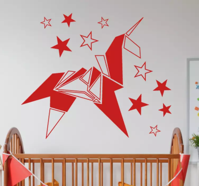 Vinilo infantil unicornio origami - TenVinilo