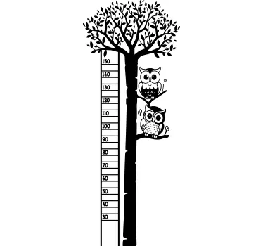 Vinilo medidor infantil búhos en el árbol - TenVinilo
