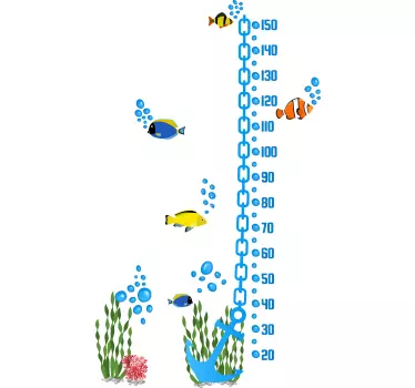 Vinilo medidor ancla con peces - TenVinilo