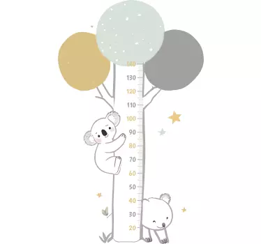 Vinilo medidor árbol pastel con animales - TenVinilo