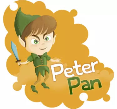 Vinilo infantil Peter Pan con texto - TenVinilo