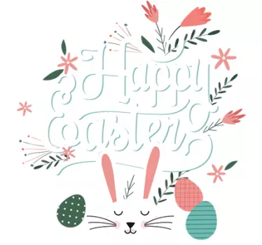 Vinilo decorativo feliz pascuas conejo infantil - TenVinilo