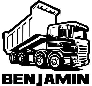 Vinilo juguete camión de construcción con nombre - TenVinilo