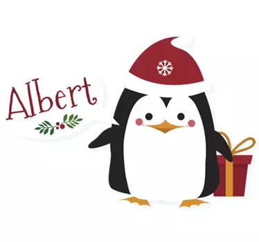 Vinilo navidad pingüino personalizable - TenVinilo