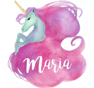 Vinilo pared infantil ilustración caprichosa de unicornio - TenVinilo