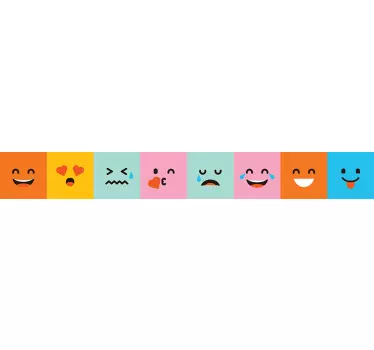 Cenefa juvenil pared emoticonos - TenVinilo