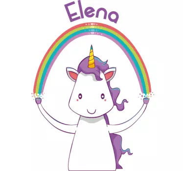 Vinilo unicornio y arcoiris personalizable - TenVinilo