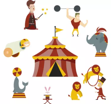 Pegatinas infantiles elementos de circo - TenVinilo