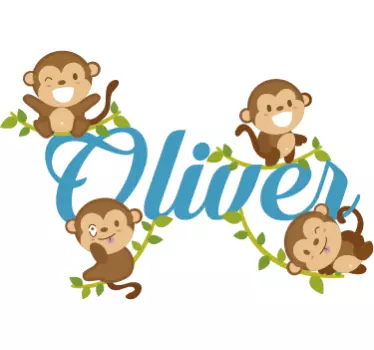 Vinilo infantil personalizado monos - TenVinilo