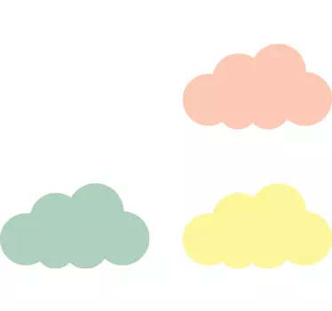 Vinilo pared nubes colores tono pastel - TenVinilo