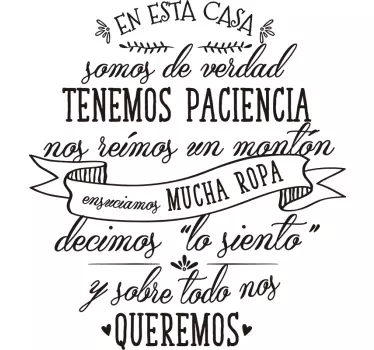 Pegatina en esta casa somos - TenVinilo
