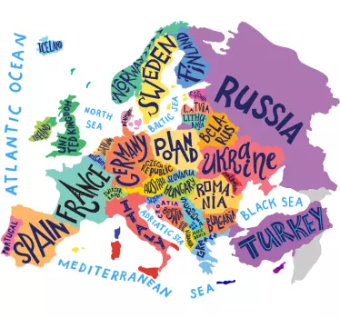 Vinilo infantil mapa de Europa colorido - TenVinilo