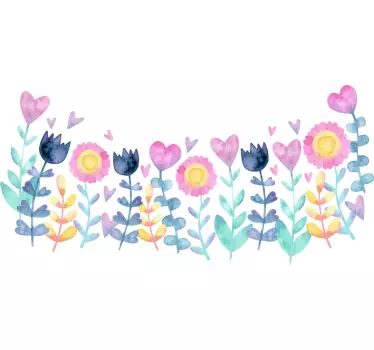 Vinilo decorativo de flores tulipanes y girasoles - TenVinilo