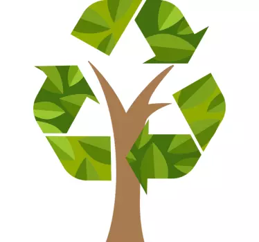 Pegatina reciclaje de árbol para basura - TenVinilo