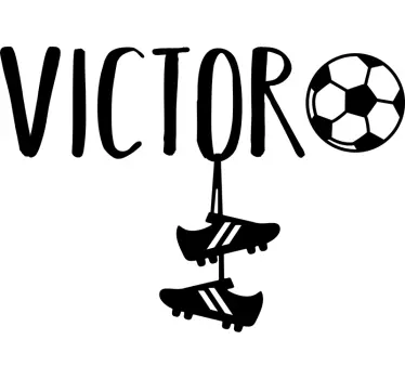 Vinilo infantil botas fútbol con nombre - TenVinilo