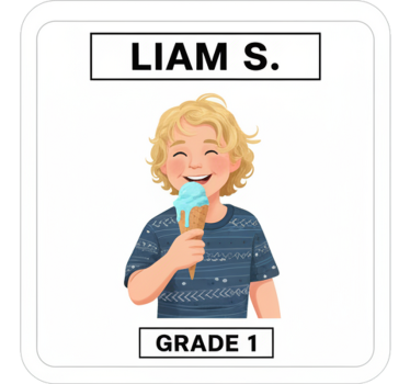 Vinilo infantil etiqueta personalizada para lunchbox - TenVinilo