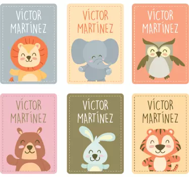 Pegatinas adhesivas para libretas de animales y nombre - TenVinilo