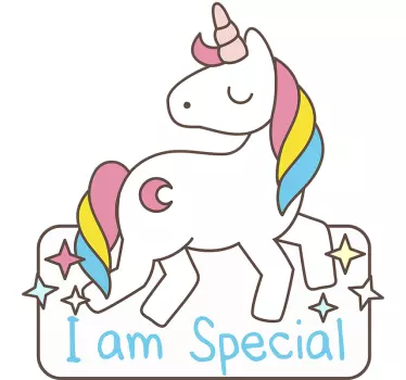 Vinilo pared infantil personaje de unicornio colorido - TenVinilo