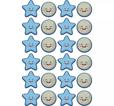 Vinilo pared infantil sonrisas de estrella juguetonas - TenVinilo