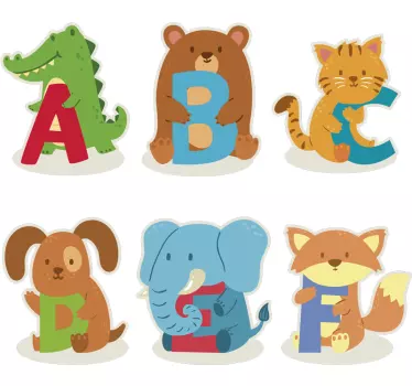 Pegatina abecedario Niños alfabeto animales - TenVinilo