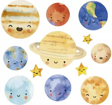 Vinilo galaxia Niños planetas sistema solar - TenVinilo