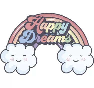 Vinilo pared infantil felices sueños nubes arcoiris - TenVinilo
