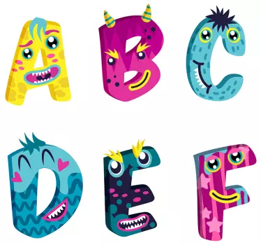 Adhesivos letras coloridas con caras - TenVinilo