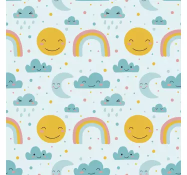 Vinilo pared infantil patrones de sol sonriente - TenVinilo