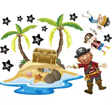 Vinilo para ventana de piratas y palmeras - TenVinilo