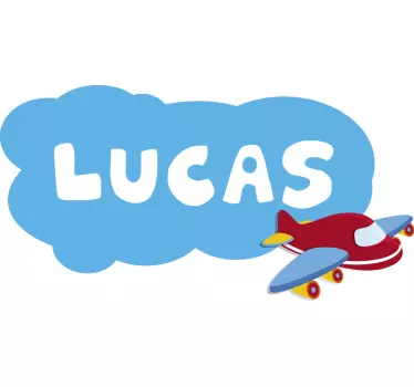 Vinilo para bebés para puerta avión con nombre - TenVinilo