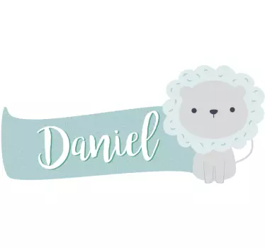 Vinilo pared infantil diseño de león lindo personalizado - TenVinilo