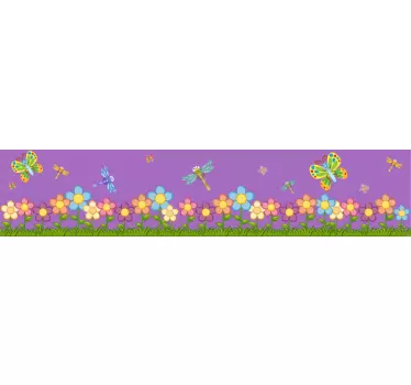Cenefa decorativa infantil lila con mariposas - TenVinilo