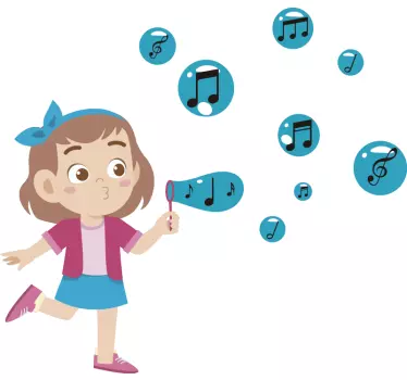 Vinilo infantil de niña soplando notas - TenVinilo