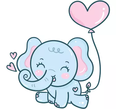 Vinilo para bebé elefante con corazones - TenVinilo