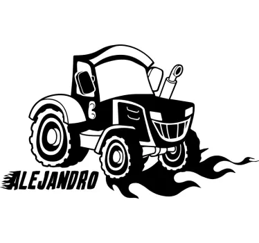 Vinilo para niños de tractor personalizable - TenVinilo