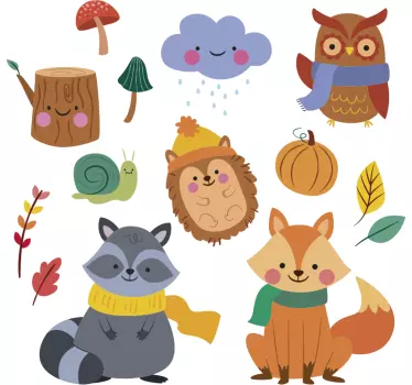 Vinilo para bebés con animales motivos otoño - TenVinilo