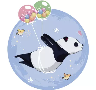 Vinilo infantil de dibujo panda volando - TenVinilo